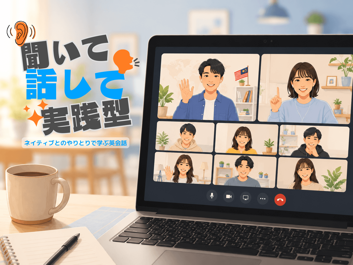 【オンライン英会話🗣️】聞いて話して、実践型!ネイティブとのやりとりで学ぶ英会話🌿